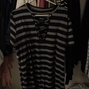 black and white stripped shirt